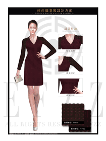 OL時尚紫紅色女職業裝夏裝制服設計圖627