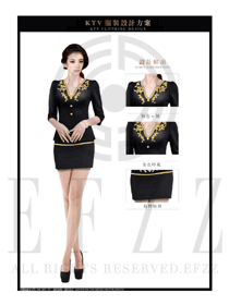 夜總會時尚黑色DJ包房公主服設(shè)計圖804
