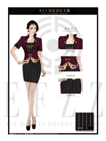 夜總會玫紅色時尚短裙款DJ包房公主服設計圖807