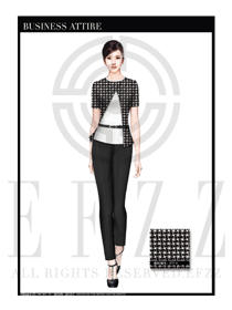 時尚黑風車麻紗女職業裝短袖襯衫設計圖357