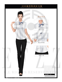 女職業(yè)裝修身款短袖襯衫設計圖375