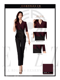 時尚棗紅色OL女款夏裝制服款式圖640