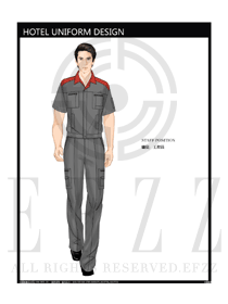 時(shí)尚紅色工程服短袖夏裝制服設(shè)計(jì)圖175