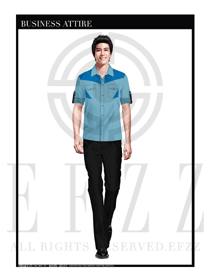 時尚淺藍色工程服夏裝制服設計圖079