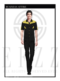 黑色簡約男款工程服夏裝制服設計圖081