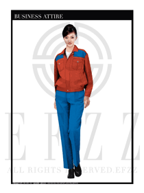 橙色春秋款工程服服裝設計圖1004