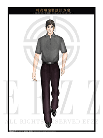 灰色男裝翻領T恤服裝款式圖076