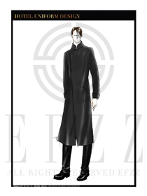 大師手繪黑色男裝大衣制服設計圖101