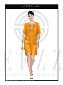時尚金色女款桑拿服制服設計圖239