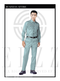 淺藍色男款長袖工程服制服設計圖103