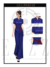 深藍色女款快餐服務生制服設計圖200