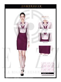 OL時尚玫紅色女職業裝夏裝制服設計圖661