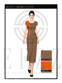 時尚橙色女款按摩技師美容師工作制服設計圖1324