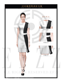 OL時尚白色女職業裝夏裝制服設計圖665