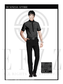 時尚灰色男裝短袖襯衫服裝款式圖042