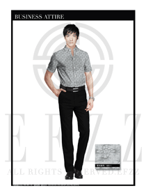 時尚灰色男裝短袖襯衫服裝款式圖046