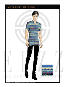 時尚藍色男款水療SPA服務員服裝款式圖192