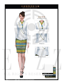 白色女款大堂總臺收銀接待員工制服設計圖391