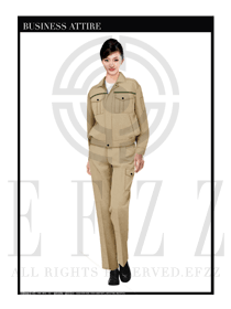 卡其色春秋女款工程服服裝設(shè)計圖1016