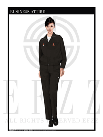 黑色春秋女款工程服服裝設(shè)計(jì)圖1020