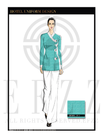 綠色女款水療SPA服務員制服設計圖199
