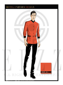 時尚橙黃色男款水療SPA服務員服裝款式圖200