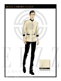 米白色男款水療SPA服務(wù)員制服設(shè)計(jì)圖201