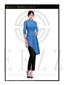 時尚深藍色女款按摩技師制服設計圖1342