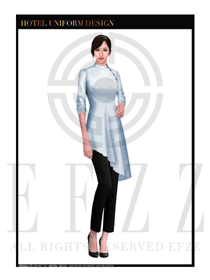 米白色女款按摩技師款式設(shè)計圖1343