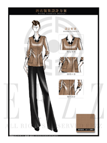 深黃色女款酒店保潔PA員工制服設計圖226