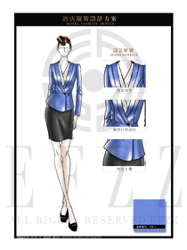 天藍色女款西裝酒店經理制服設計圖459