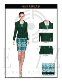 墨綠色女款西裝酒店經理制服設計圖461