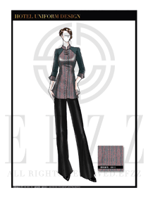 黃藍(lán)色女款酒店民族特色制服設(shè)計圖169