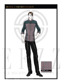 黃藍色男款酒店民族特色制服設計圖173