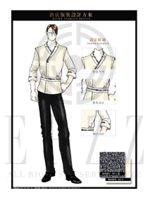 卡其色男款酒店民族特色服裝款式設(shè)計(jì)圖174