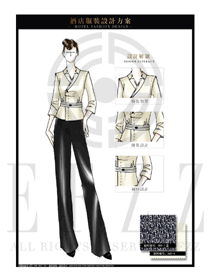 時尚卡其色女款酒店民族特色制服設計圖175