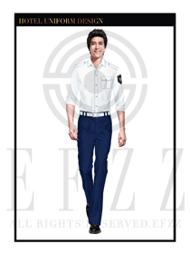 時尚白色男款保安服短袖制服設計圖325