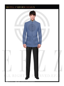 時(shí)尚淺藍(lán)色男款酒店客房服務(wù)員制服設(shè)計(jì)圖550
