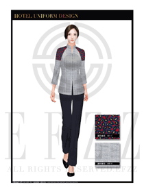 淺灰色女款酒店客房服務員制服設計圖559