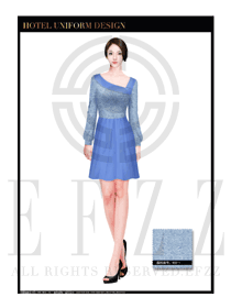 淺藍色女款水療SPA服務員制服設計圖209