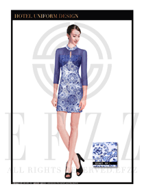 青花瓷女款按摩技師款式設計圖1351