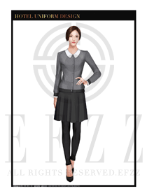 時(shí)尚灰色女款酒店客房服務(wù)員制服設(shè)計(jì)圖562
