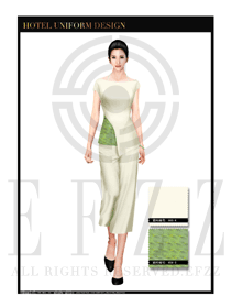 時(shí)尚卡其色女款按摩技師制服設(shè)計(jì)圖1352