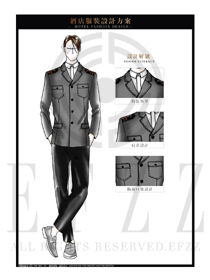 時尚灰色男款酒店門童行李生服裝款式圖1223