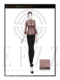 棕色女款酒店客房服務(wù)員制服設(shè)計(jì)圖573