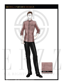 棕色男款酒店客房服務(wù)員制服設(shè)計圖575