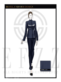 時尚藏藍色女款酒店客房服務(wù)員制服設(shè)計圖576