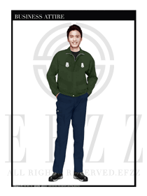 時尚墨綠色男款長袖工程制服設計圖1059