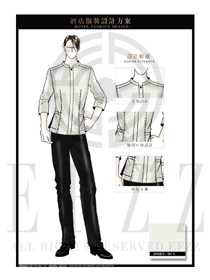 卡其色男款酒店客房服務員服裝款式設計圖585