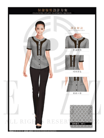 灰色女款酒店客房服務員服裝款式設計圖587